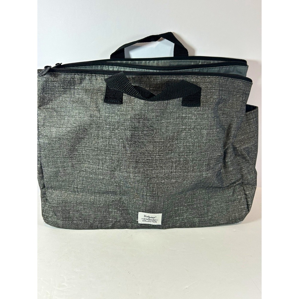 Thirty-One Signature Collection Tote 2 zippers, pockets, Gray 12"